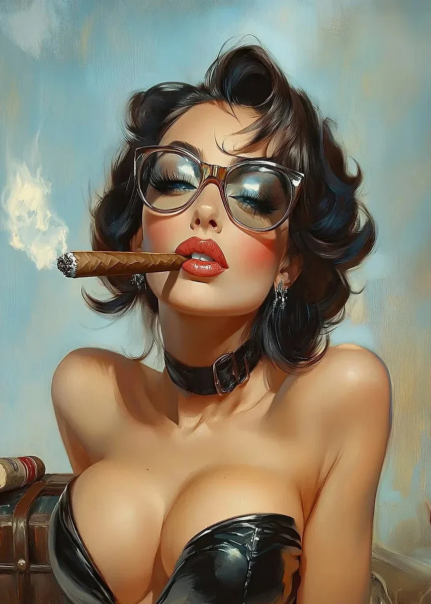 Sexy Woman with Wine Pop Art Canvas Painting | Vintage Wall Decor