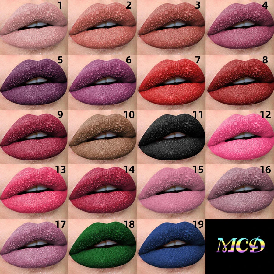 19 Colors Matte Velvet Lip Gloss - Waterproof, Long-lasting & Hydrating
