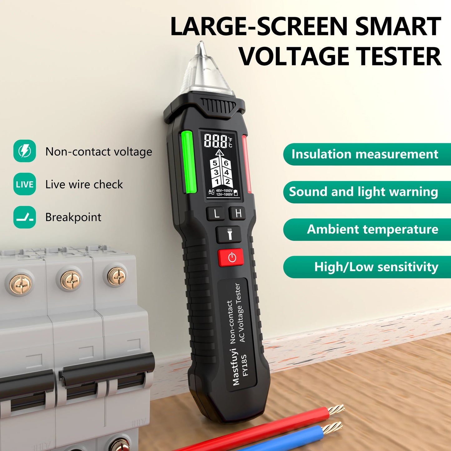 MASTFUYI FY18S Non-Contact Voltage Tester - Smart Electrical Pen 12-1000V