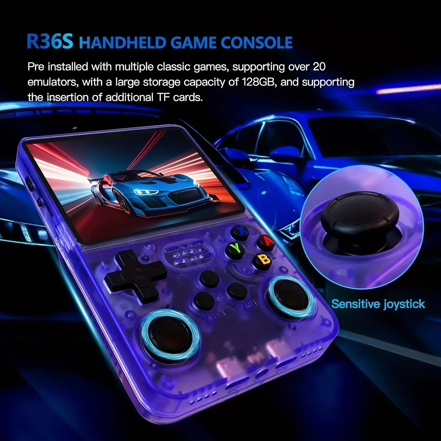 R36S Retro Handheld Video Game Console - 3.5" IPS Screen, 128GB Storage