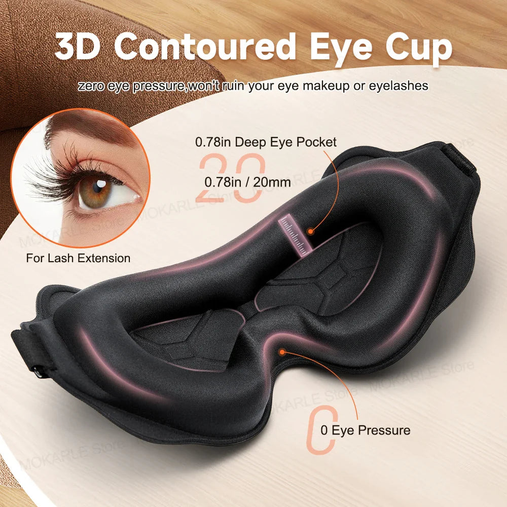 3D Sleeping Mask - Light Blocking, Soft Eye Mask for Travel & Sleep