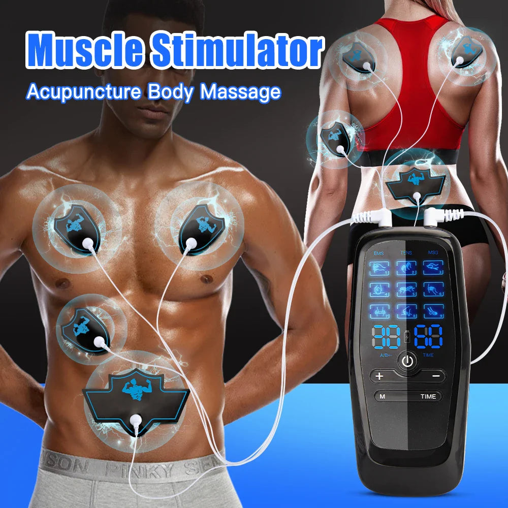 EMS Electric Muscle Stimulator USB Tens Unit Massager - Portable & USB Rechargeable
