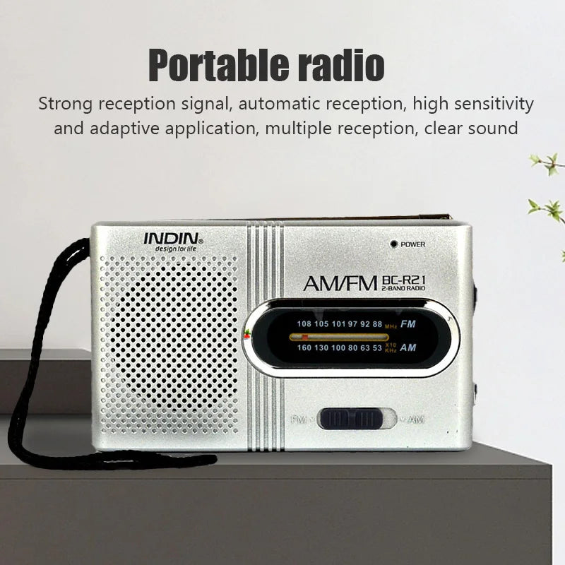 BC-R2 Portable Retro Radio with Telescopic Antenna, AM/FM Stereo
