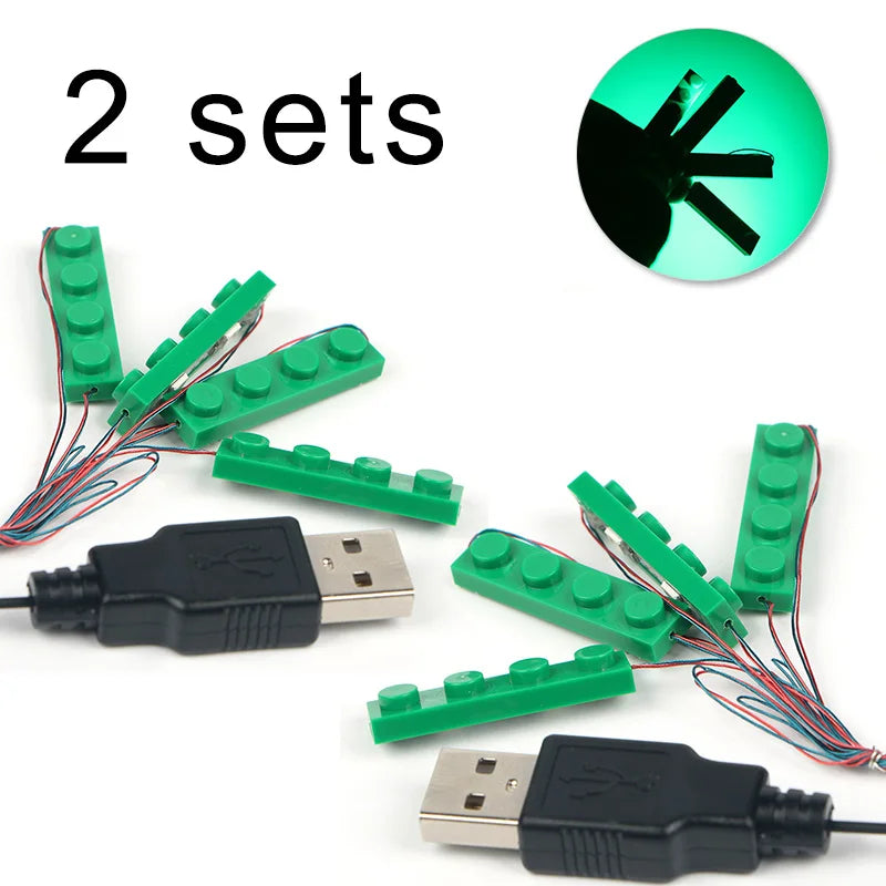 2 Sets 4-in-1 LED Light Building Block Set - USB Powered City Decoration
