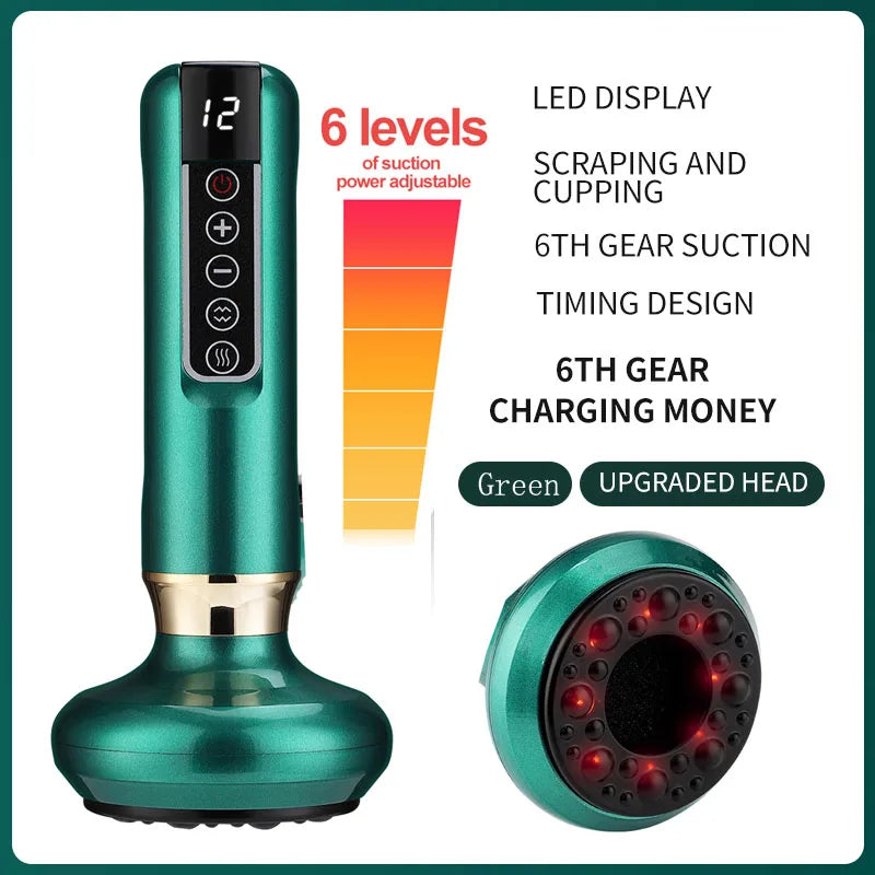 6/12 Gear Electric Cupping Massager - Anti Cellulite & Body Slimming Device with Heat Therapy