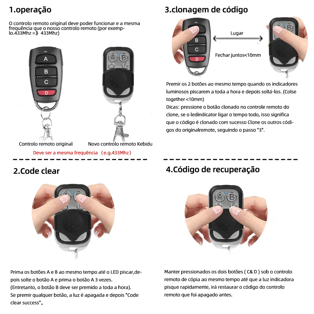 Universal 433MHz Remote Control Duplicator for Garage Doors & Gates