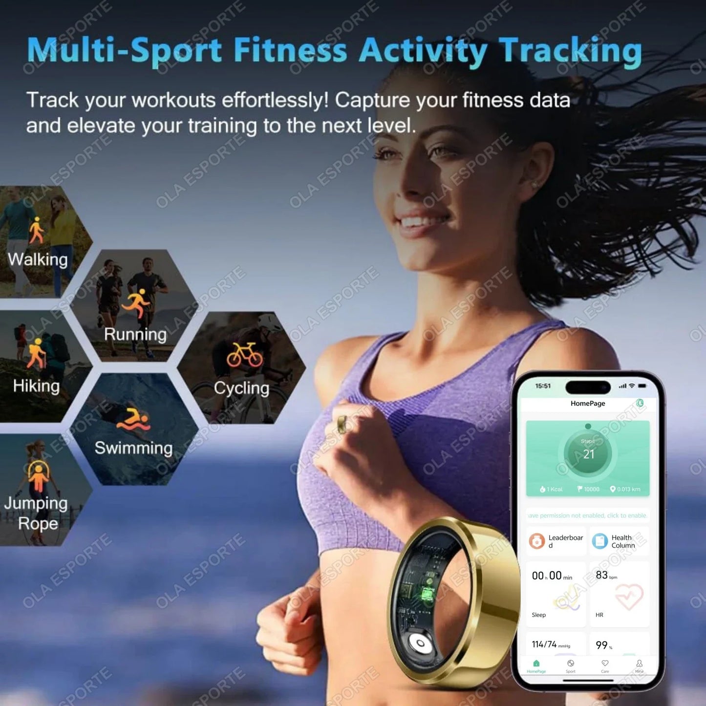 2025 Smart Ring for Xiaomi - Heart Rate & Blood Oxygen Monitor, Waterproof, Multi-Sport Mode