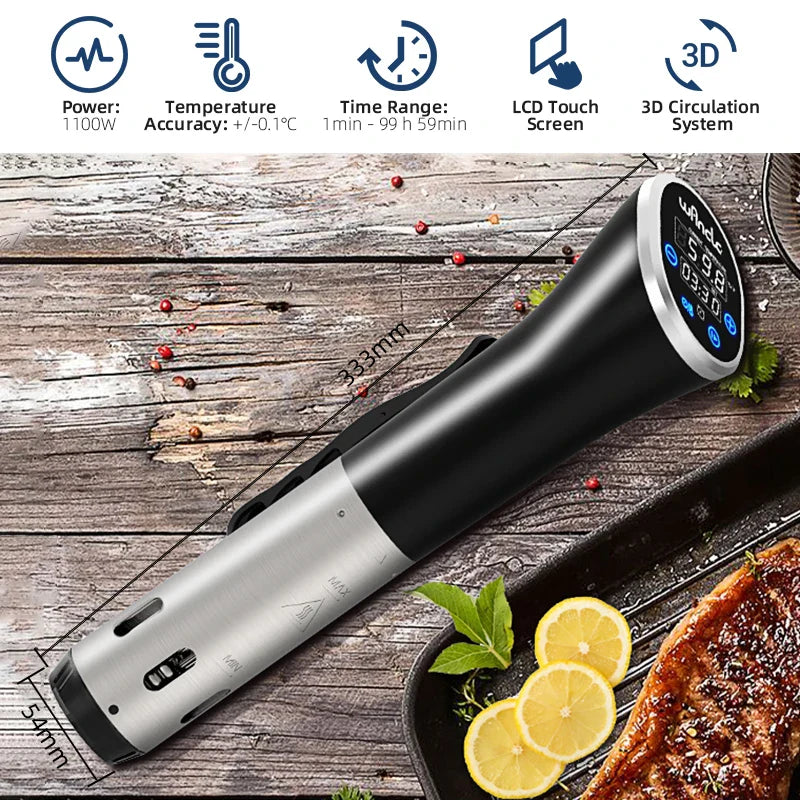 Wancle 1100W Sous Vide Cooker - Precision Immersion Circulator, IPX7 Waterproof
