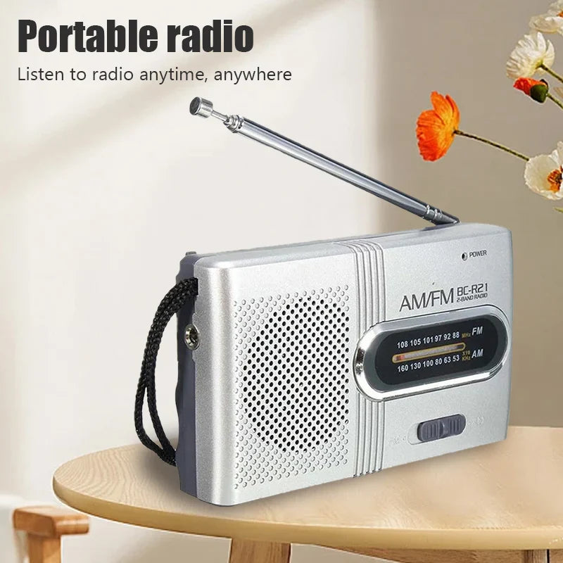 BC-R2 Portable Retro Radio with Telescopic Antenna, AM/FM Stereo