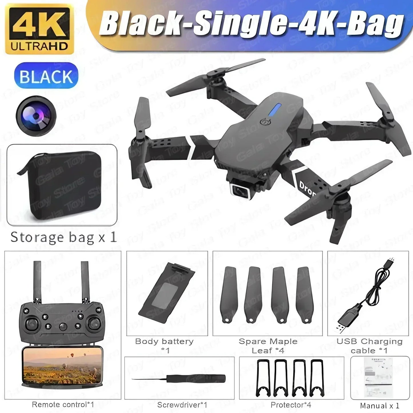 E88 Pro 4K Drone with Wide Angle Camera, Foldable Design, WiFi FPV