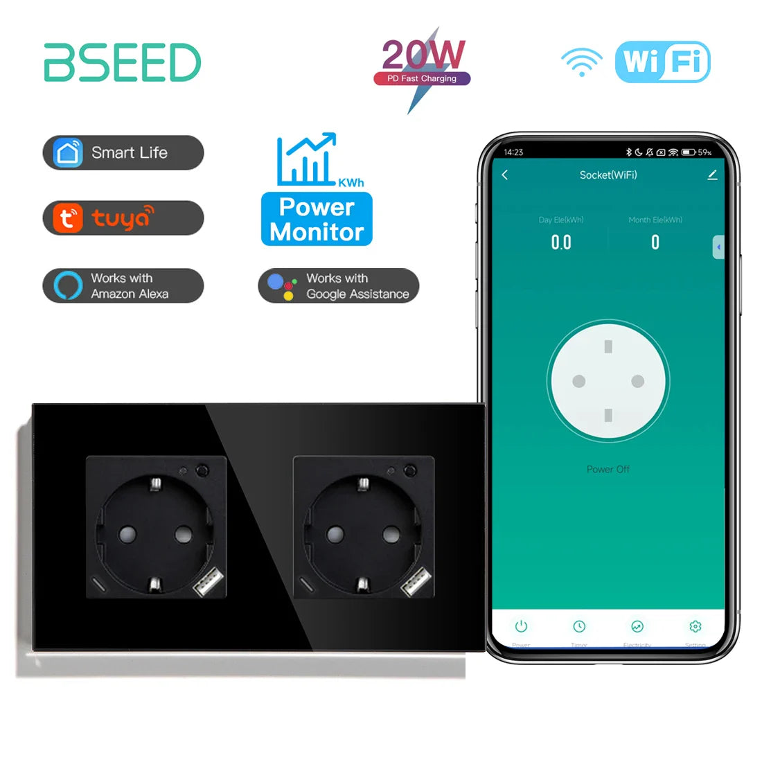 BSEED Smart Wifi Wall Socket