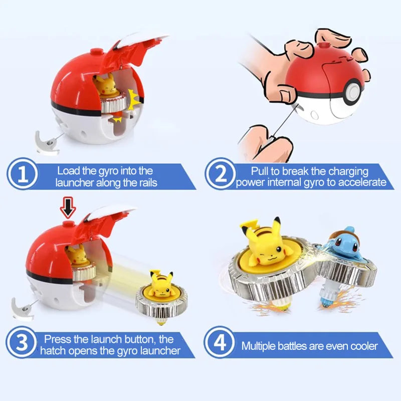 Pokemon Spinning Top Ball Toy Action Figure - Pikachu, Charmander, Squirtle, Mew, Eevee