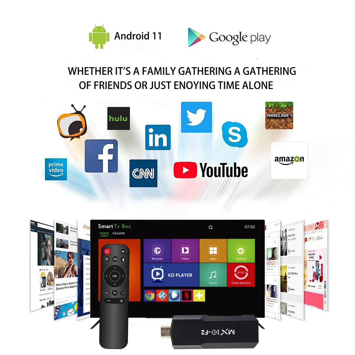 TV Stick MX10 F2 Android 2024 4K with Bluetooth and WiFi