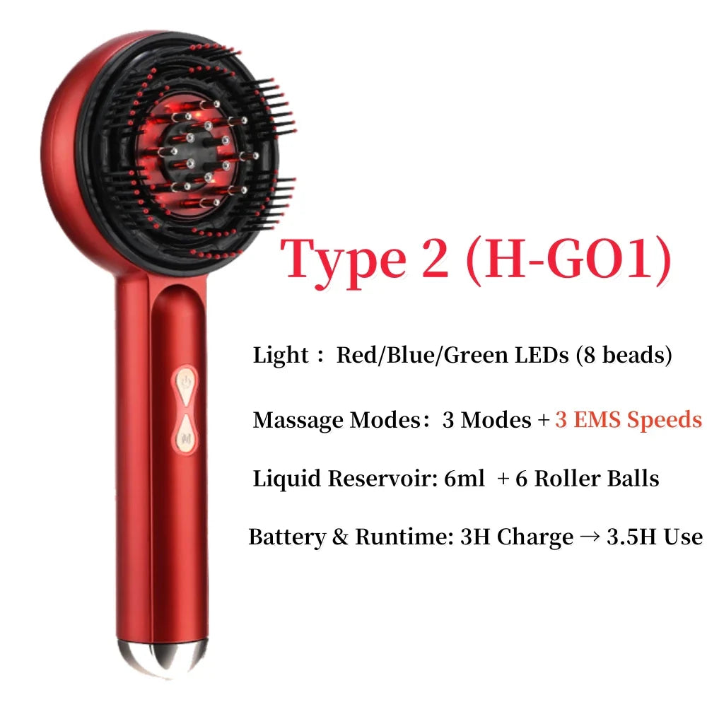 Electric Head Massager with Red Light Therapy and Hair Growth Comb