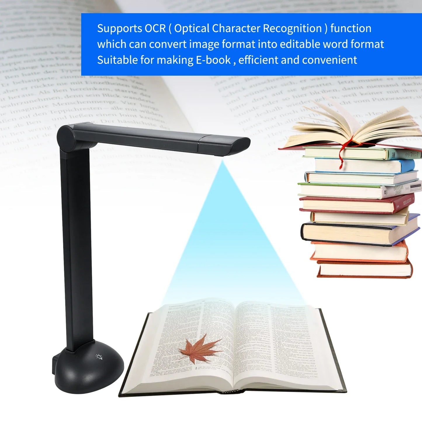 HD Document Camera Book Scanner A3 A4 with LED Light & Multi-Language OCR