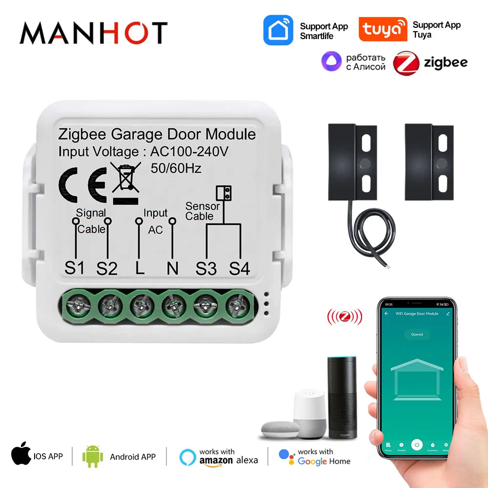 Tuya Zigbee/WiFi Smart Garage Door Opener - Voice Control, Alexa Compatible