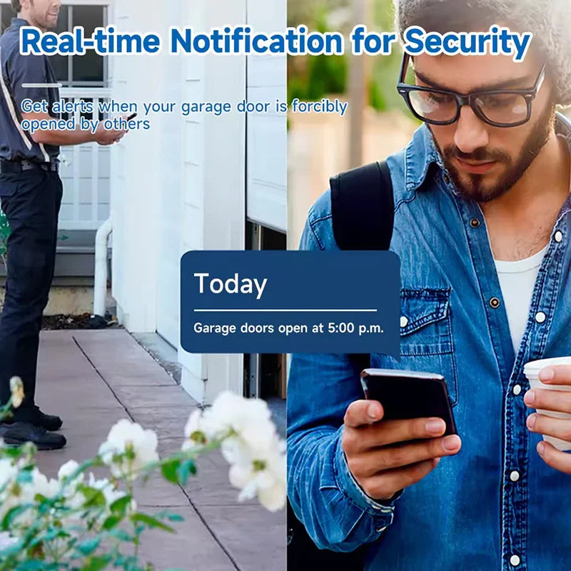Universal Tuya WiFi Smart Garage Door Opener, 9-30V/85-250V, 433-868 MHz