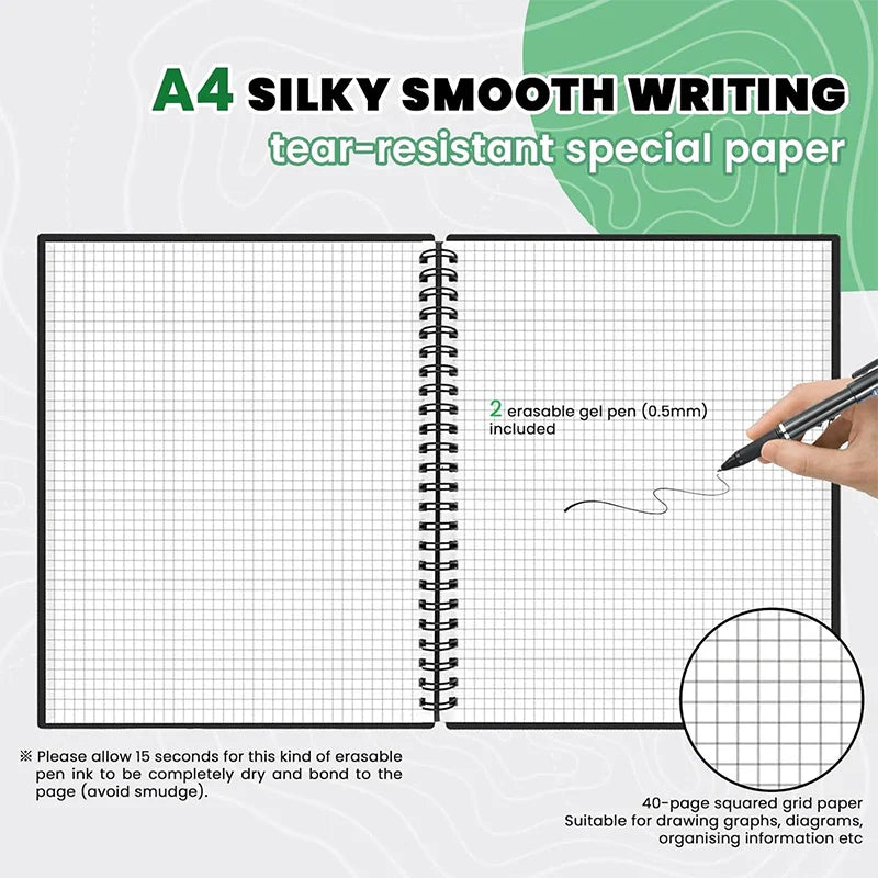 Reusable Notebook with Cloud Storage - Erasable, Waterproof, Smart Diary in A4/A5/A6