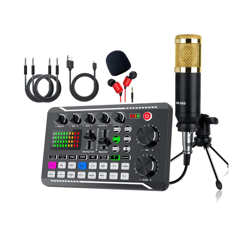 DJ Equipment Microphone Sound Card Console Studio Kit for Live Streaming