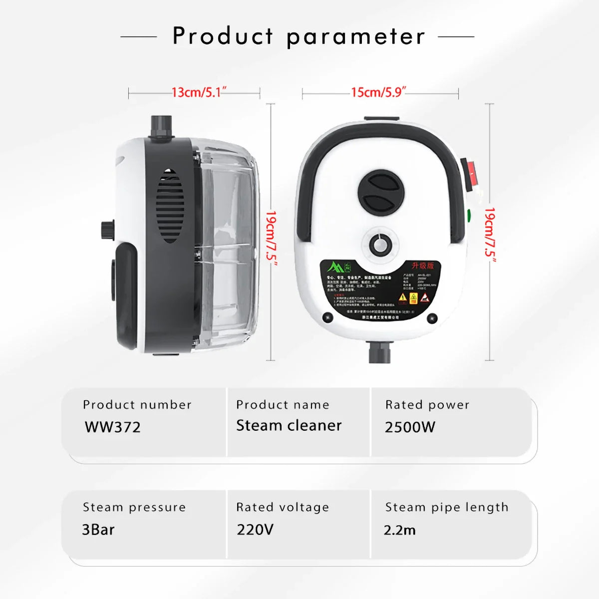 2500W High Pressure Steam Cleaner for Home & Auto - 220V/110V