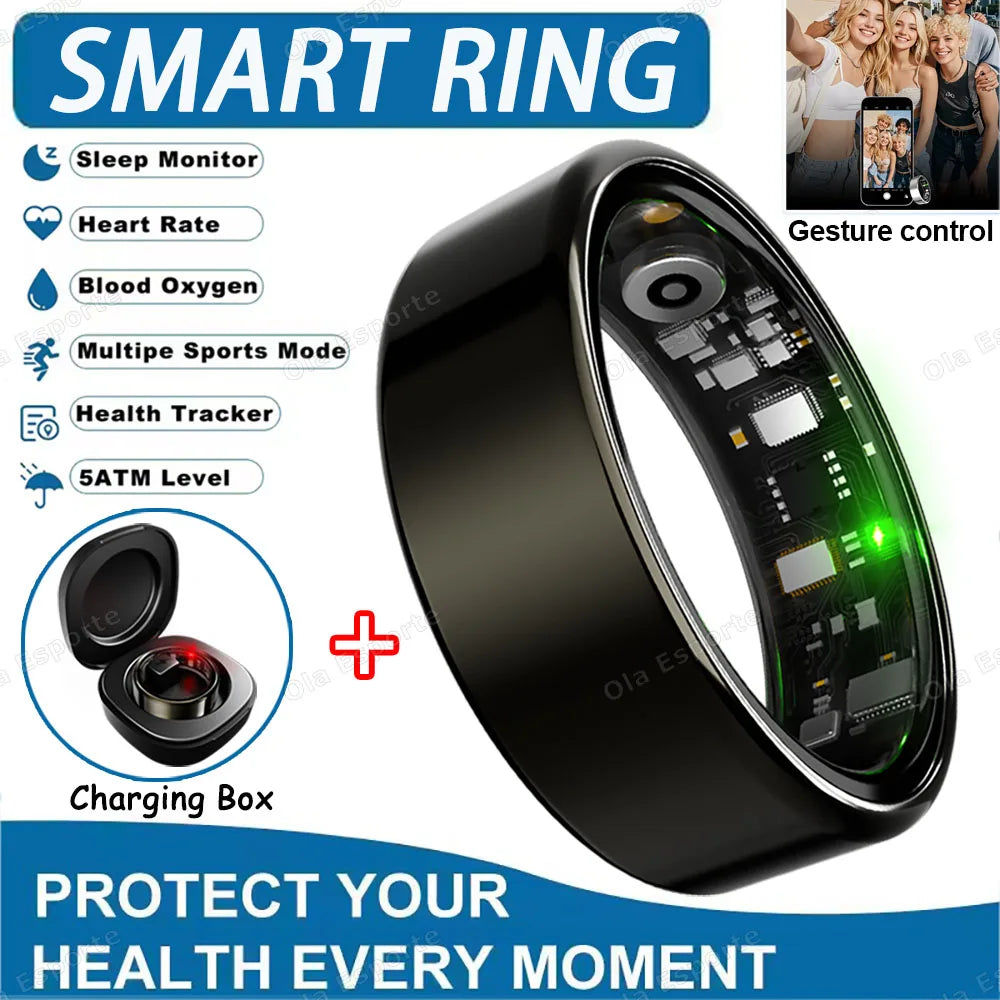 2025 Smart Ring: Heart Rate, Blood Pressure, Sleep Monitoring & Motion Tracking