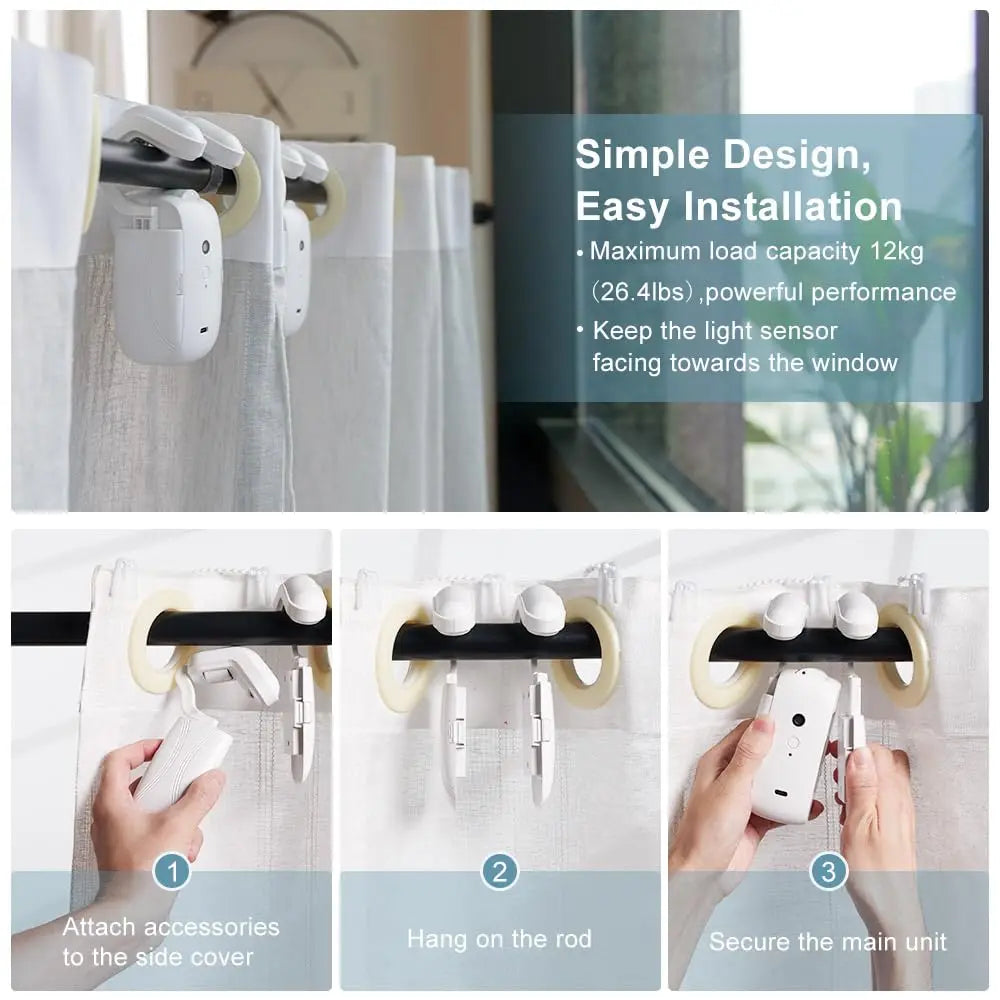 Smart Wi-Fi Curtain Controller 1/2pc No Installation Required App Control with Timer And Light Sensor Compatible with Roman Rod