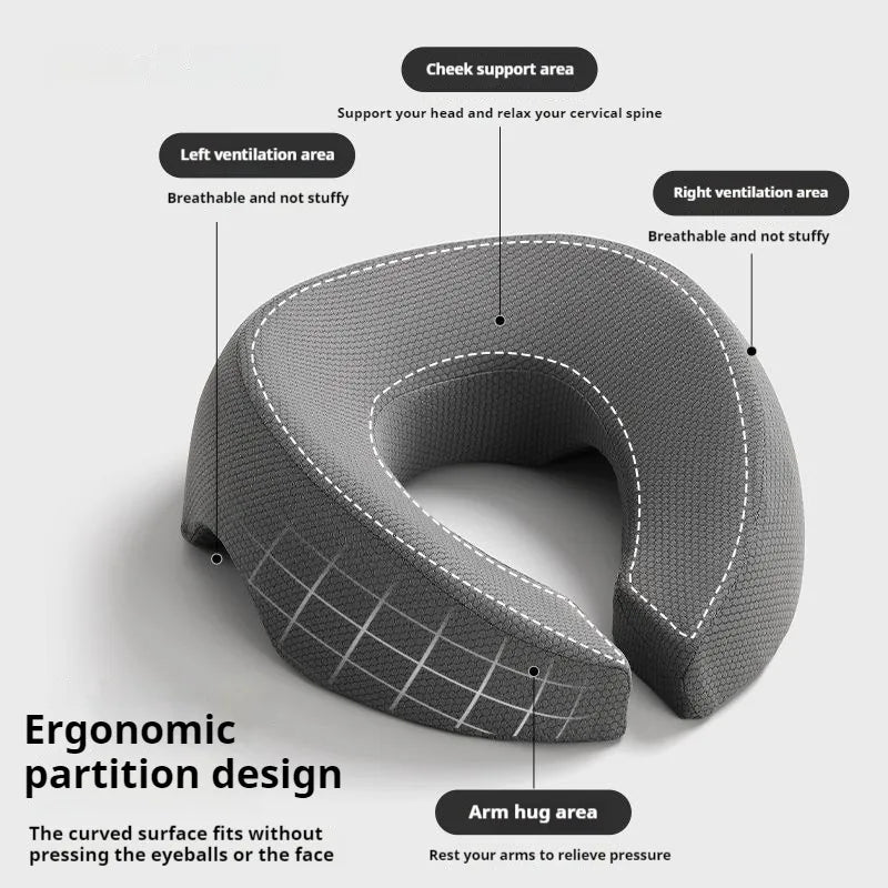 Ergonomic Face Down Pillow with Breathable Memory Foam for Salon & Home