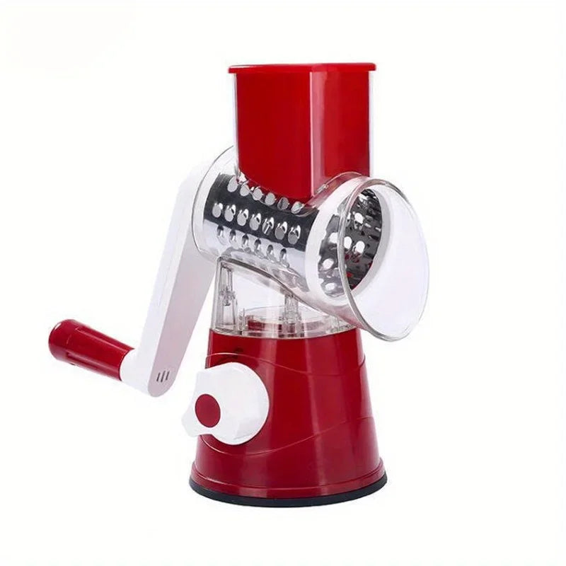 Manual Vegetable Cutter & Slicer - Multifunctional Cheese & Garlic Shredder with 3 Sharp Drums