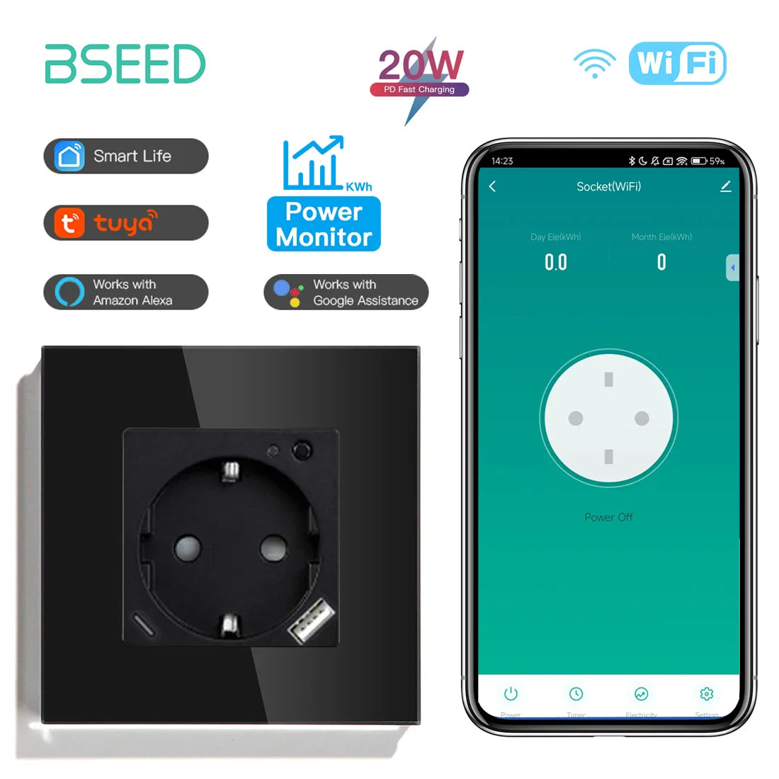 BSEED Smart Wifi Wall Socket
