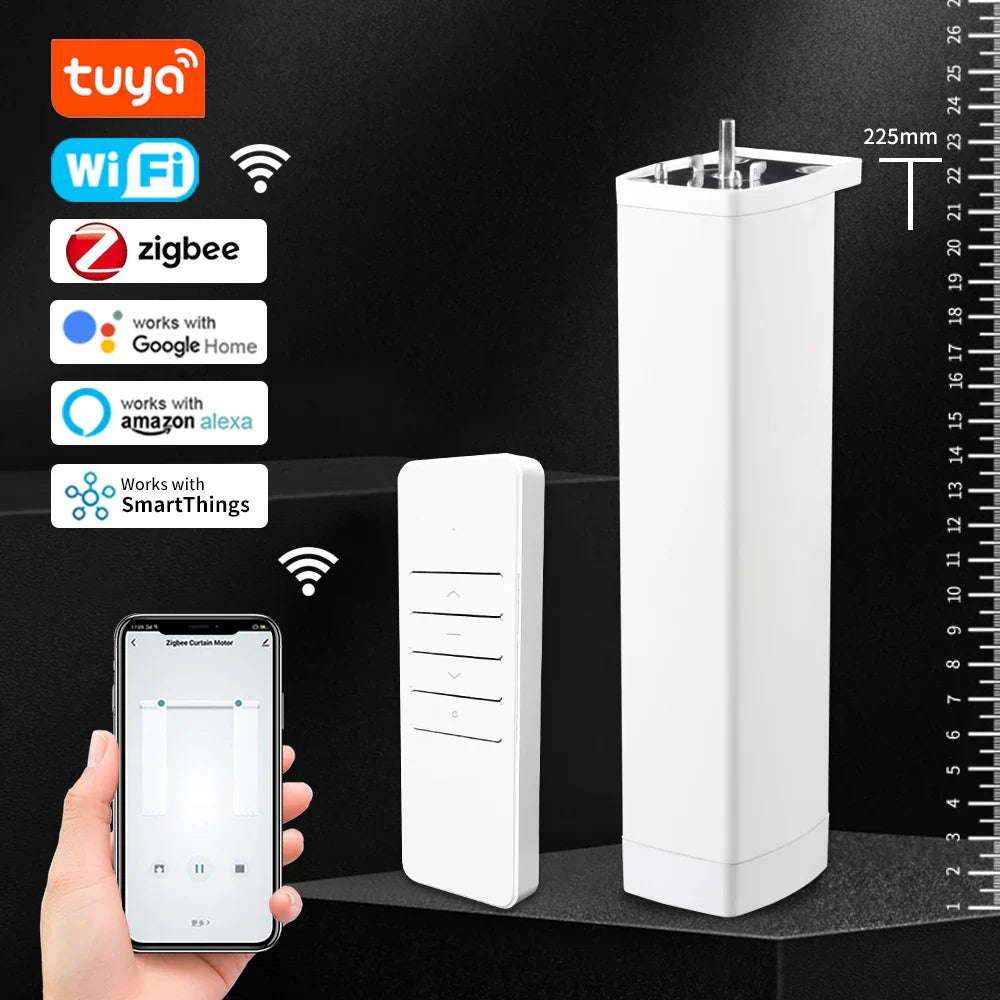 Smart Tuya Electric Curtain Motor with WiFi/Zigbee & RF Remote