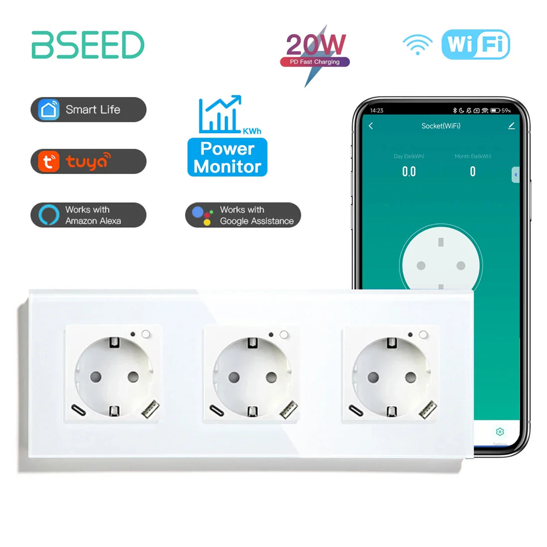 BSEED Smart Wifi Wall Socket