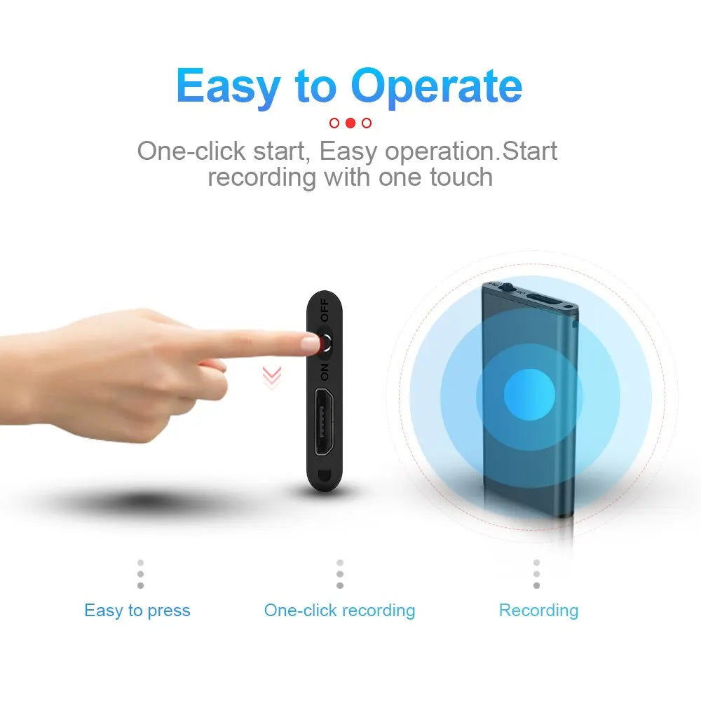 Ultra-Thin Mini Voice Recorder with Sound Activation & HD Noise Reduction