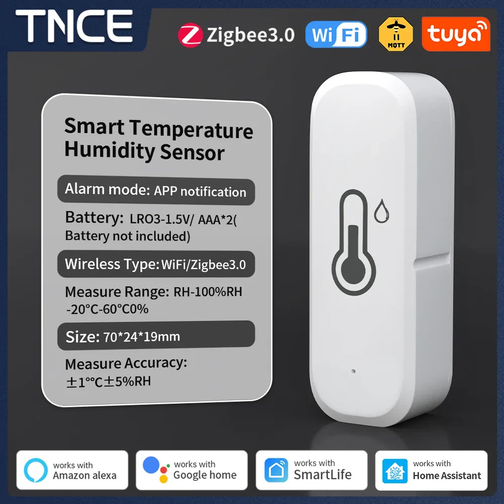 TNCE Tuya WiFi/ZigBee Temperature And Humidity Sensor APP Remote Indoor Thermometer For Home Work With Alexa Google Home