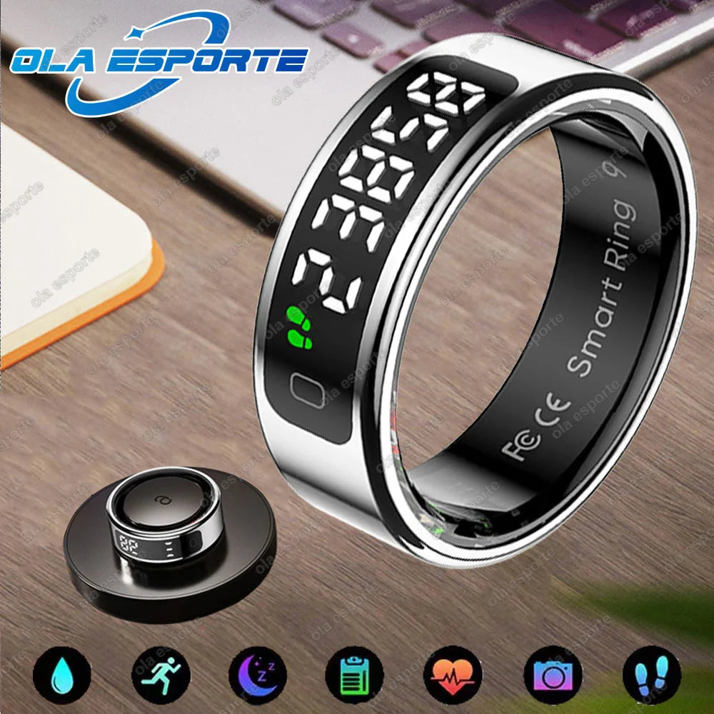 LED Display Smart Ring for Heart Rate & Blood Oxygen Monitoring | Multi Sports Mode | Waterproof