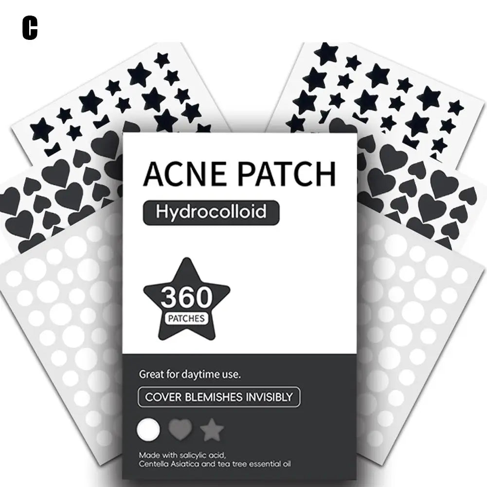 360Pcs Colorful Hydrocolloid Acne Patches for Invisible Pimple Removal & Concealing