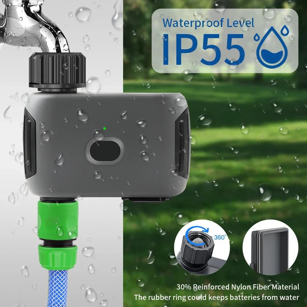 Smart Tuya Bluetooth Garden Water Timer - Alexa Compatible, Rain Delay, Automatic Irrigation
