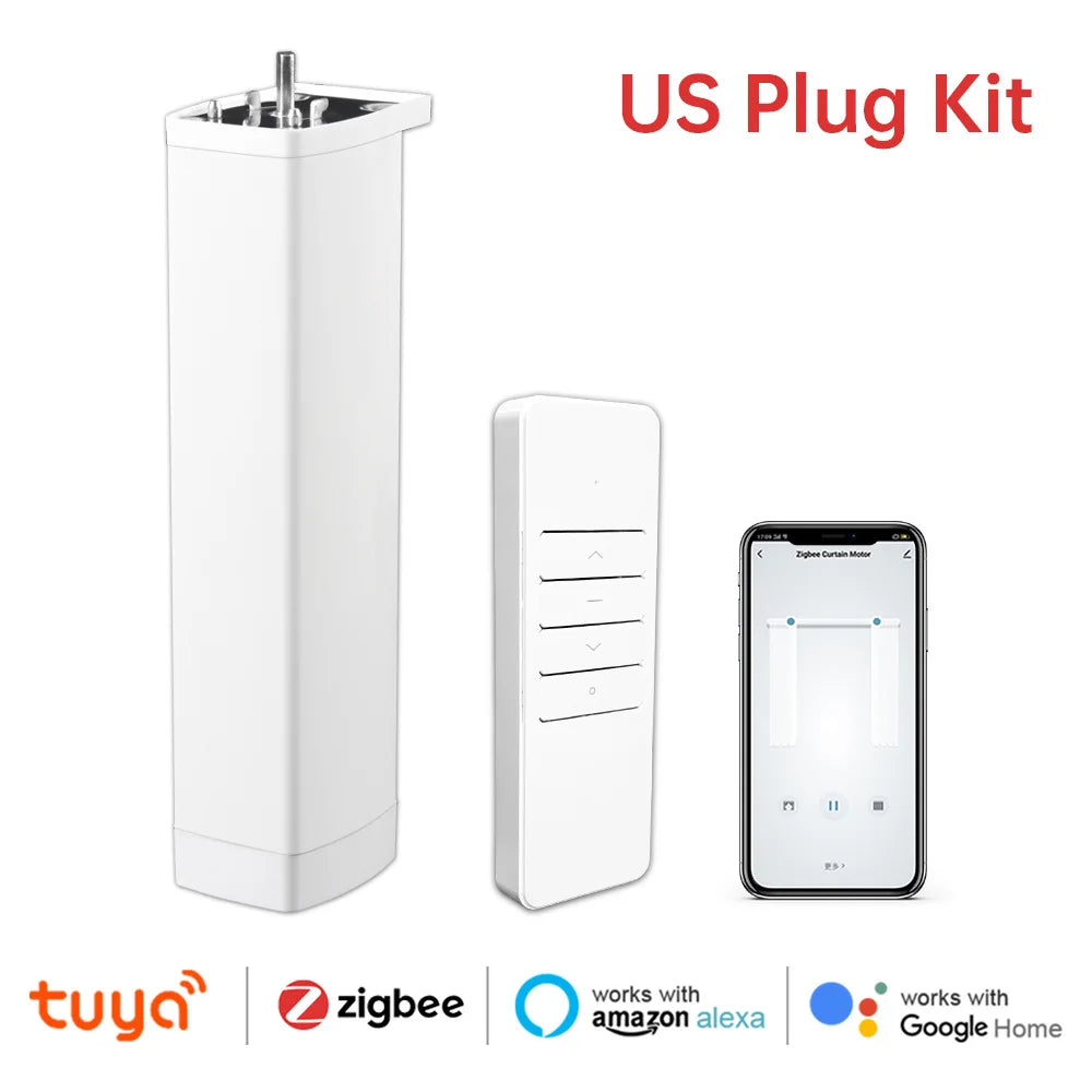Smart Tuya Electric Curtain Motor with WiFi/Zigbee & RF Remote