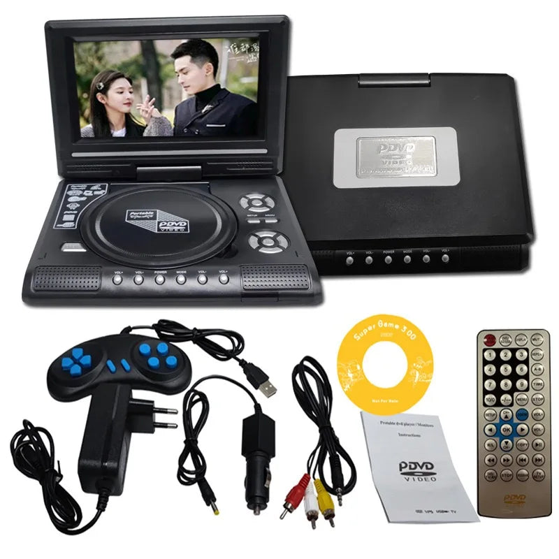 Portable 7.8 Inch DVD Player with FM Radio & Game Function - EU Plug