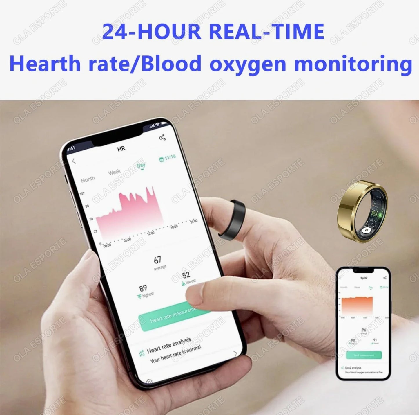 Xiaomi Smart Ring with Blood Pressure & Heart Rate Monitoring, Waterproof & Multi-Sport Mode