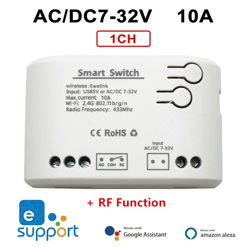 1CH RF Smart Switch - WiFi Remote Control for Garage Doors & Home Automation