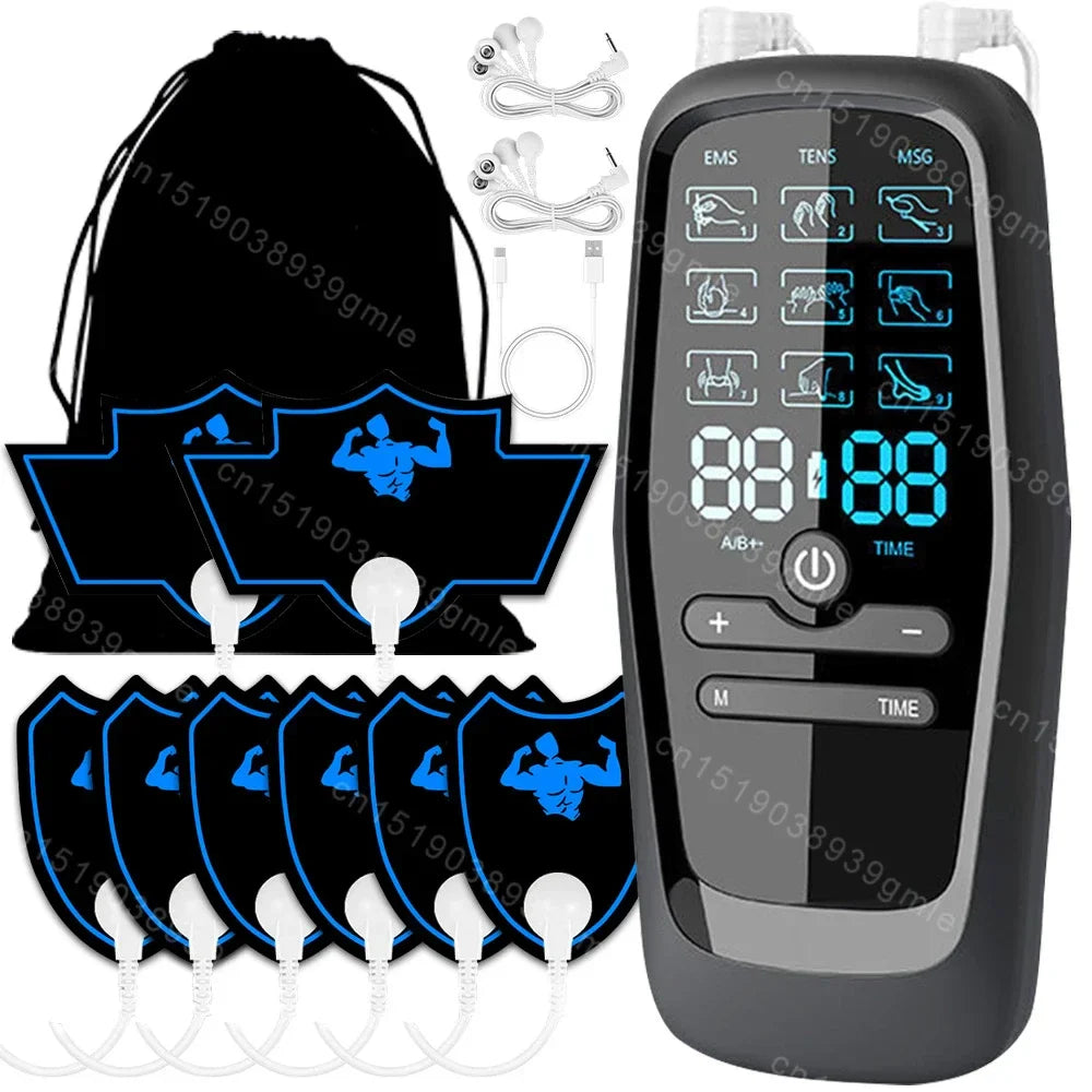 EMS Electric Muscle Stimulator USB Tens Unit Massager - Portable & USB Rechargeable