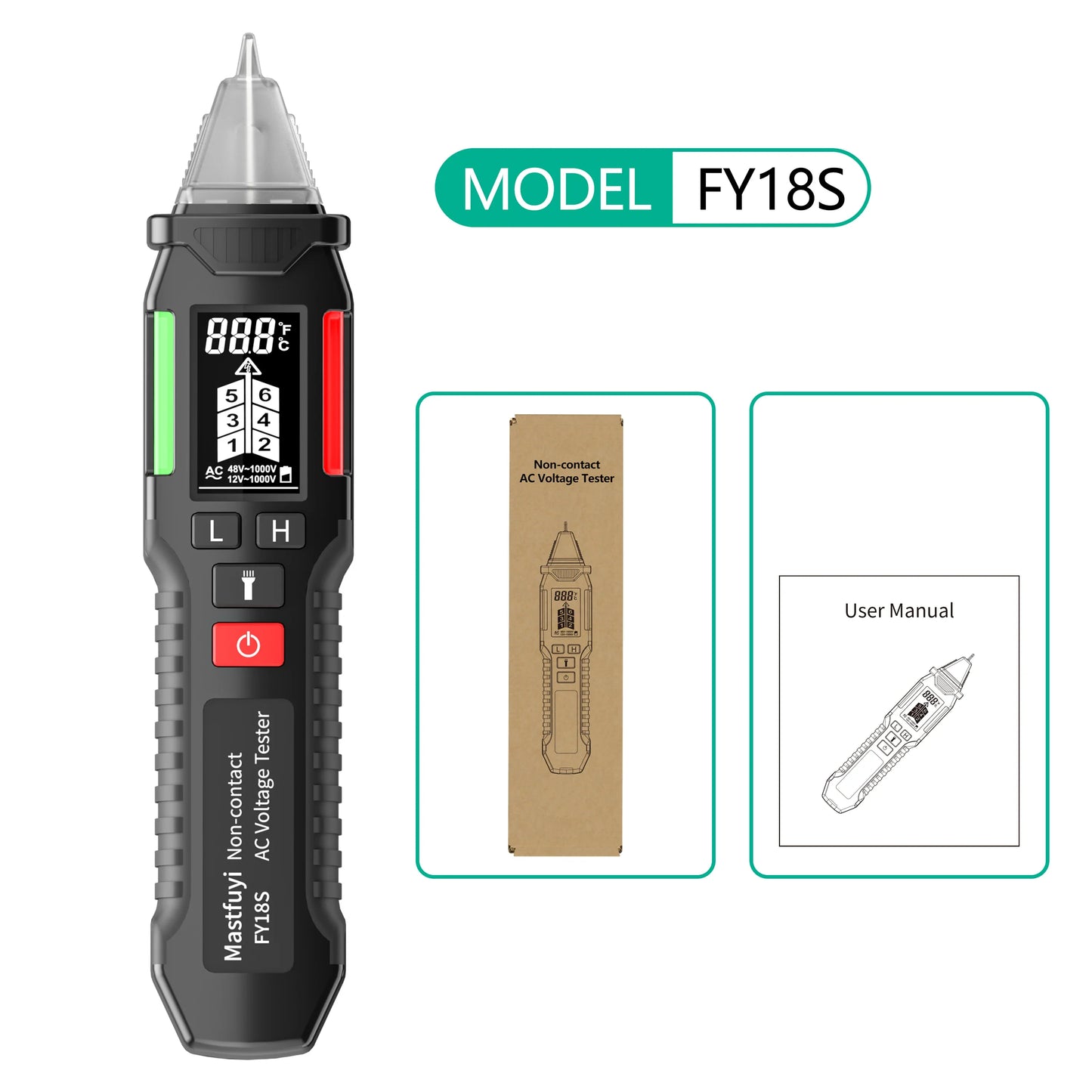 MASTFUYI FY18S Non-Contact Voltage Tester - Smart Electrical Pen 12-1000V