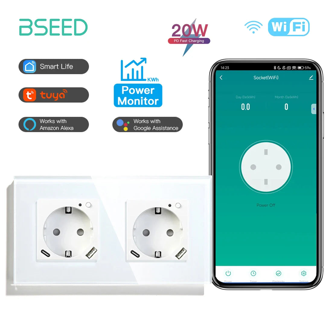 BSEED Smart Wifi Wall Socket