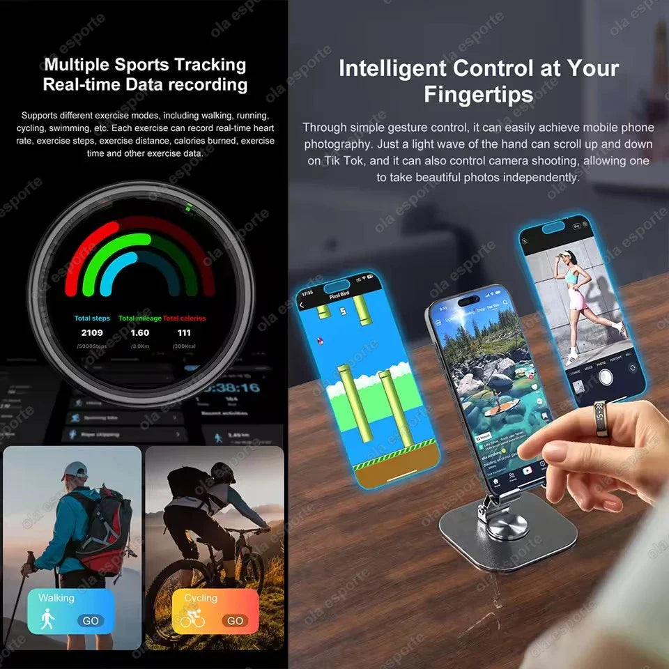 LED Display Smart Ring for Heart Rate & Blood Oxygen Monitoring | Multi Sports Mode | Waterproof