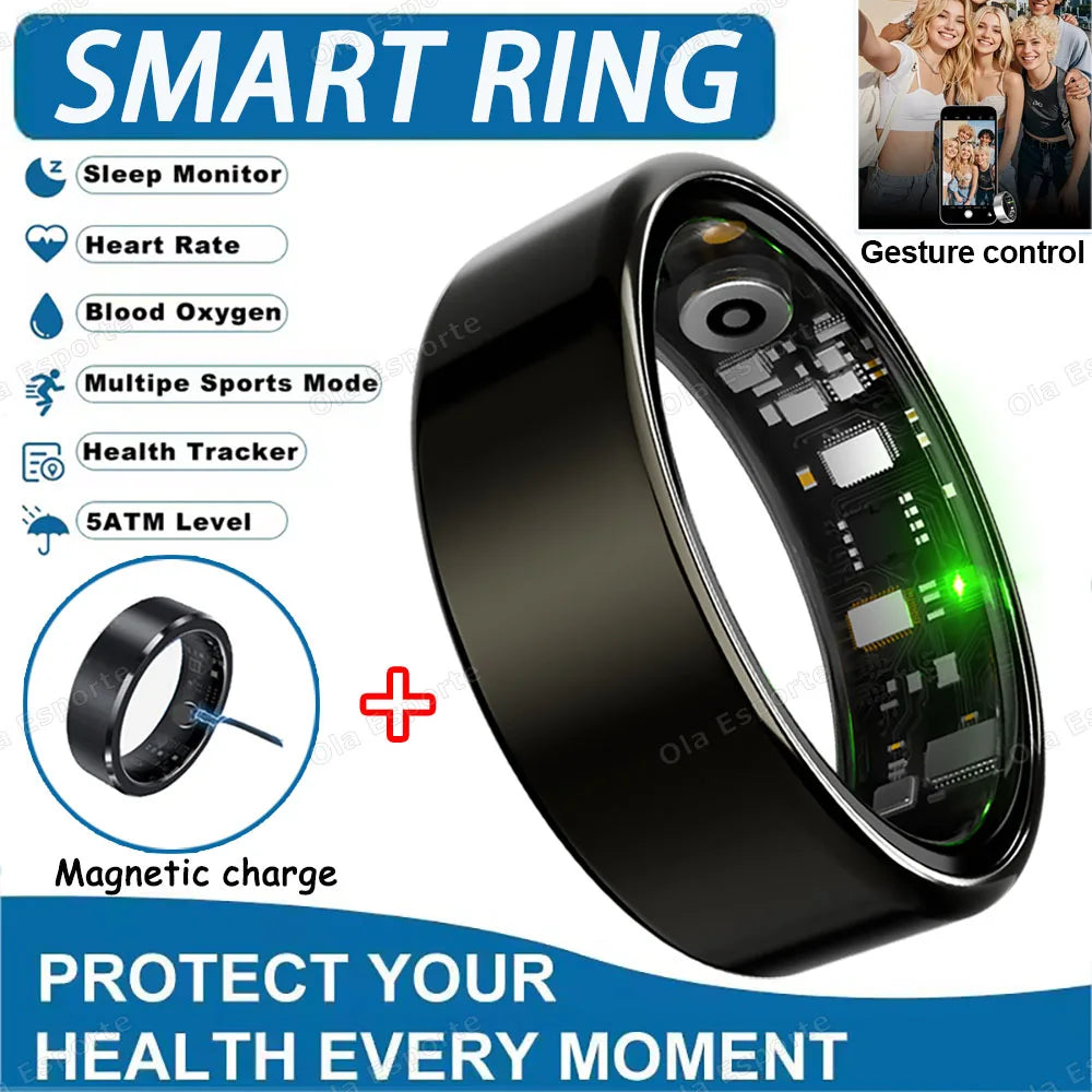 2025 Smart Ring: Heart Rate, Blood Pressure, Sleep Monitoring & Motion Tracking
