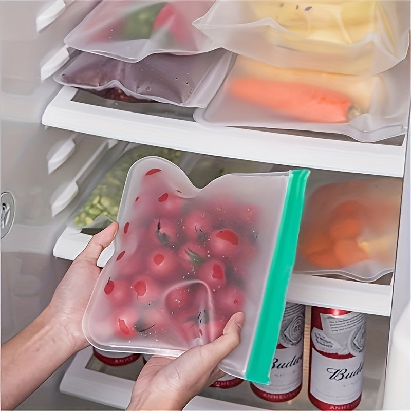 10pcs Reusable Silicone Food Storage Bags - Leakproof Zippered Containers for Freshness