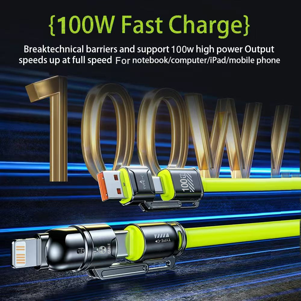 4-in-1 Kirsite Cable 100W Super Fast Charging for iPhone, iPad, Notebook, Mobile Phone