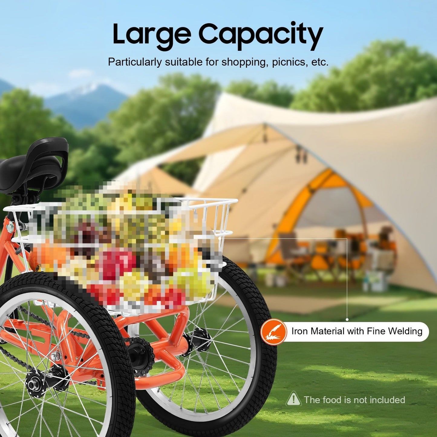 40.64cm Kids Tricycle with Adjustable Handlebar & Seat, Lightweight Steel Frame, Rear Basket, and Safety Features – Ideal for Outdoor Fun & Shopping