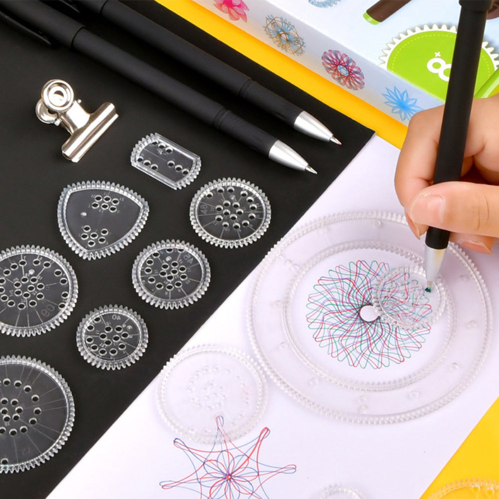 44pcs Creative Spirograph Ruler Kit - DIY Geometric Patterns Drawing Tool for Art Enthusiasts