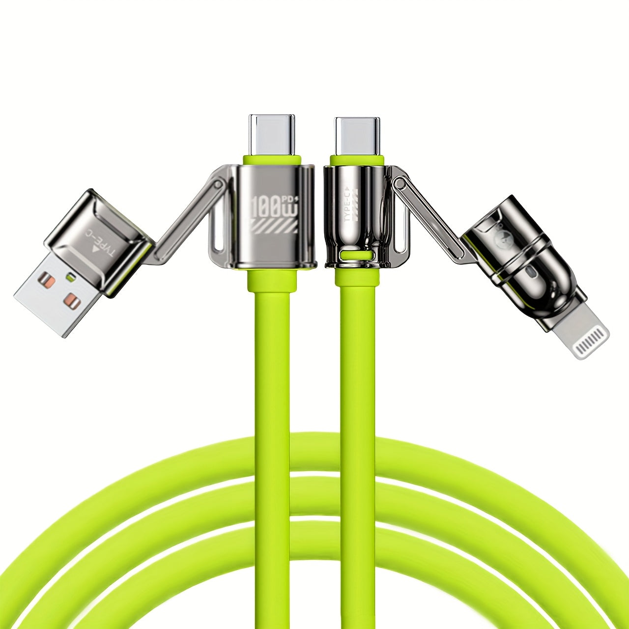 4-in-1 Kirsite Cable 100W Super Fast Charging for iPhone, iPad, Notebook, Mobile Phone